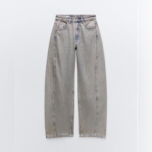 Zara Mid Waist TRF ballon barrel jeans 28